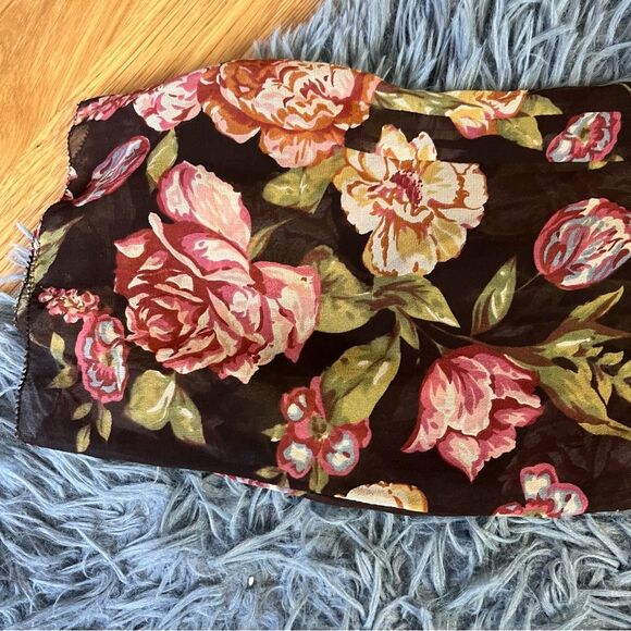 CAbi Sheer Silk Floral Pintucked Velvet Buttoned Shirt Brown Size M - Picture 7 of 7